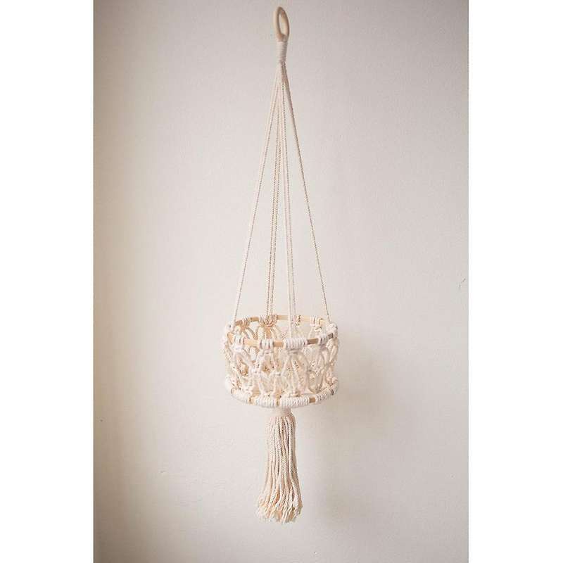 1 Tier Hanging Basket Fruit Storage Cotton Rope Hanging Plant Pot
