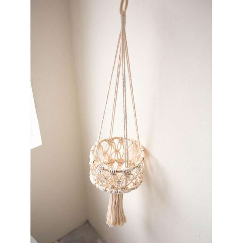 1 Tier Hanging Basket Fruit Storage Cotton Rope Hanging Plant Pot