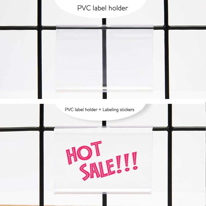50pcs Clear Plastic Label Holder Price Tag, for Storage Bins Labels