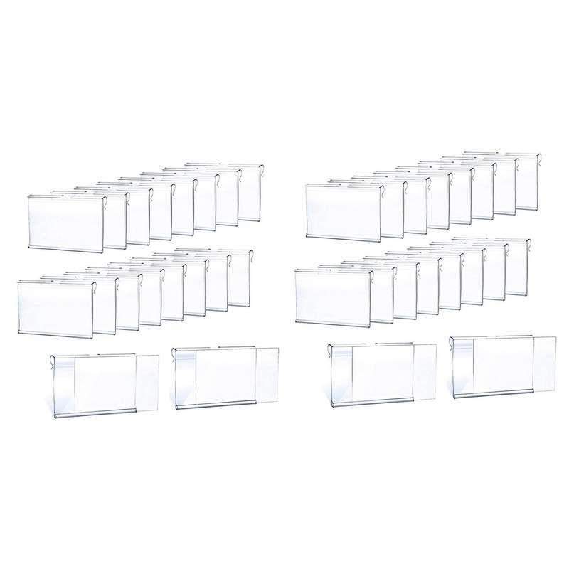 50pcs Clear Plastic Label Holder Price Tag, for Storage Bins Labels