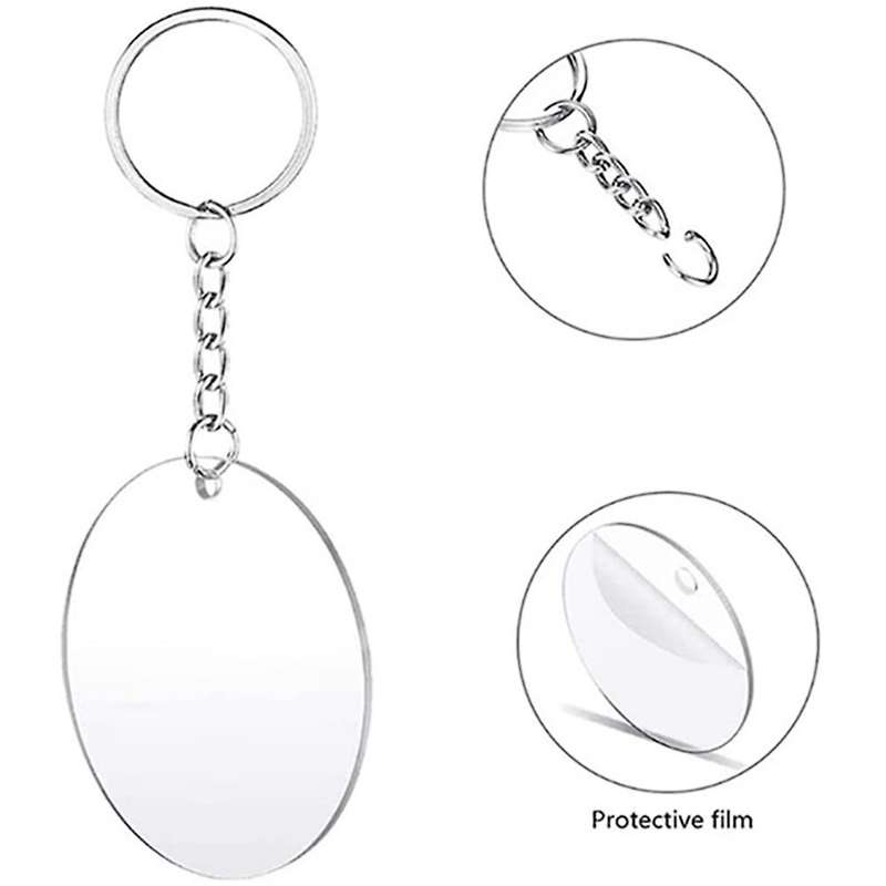 180pcs Acrylic Circle Discs Keychain Set Keychain Blank Jump Rings