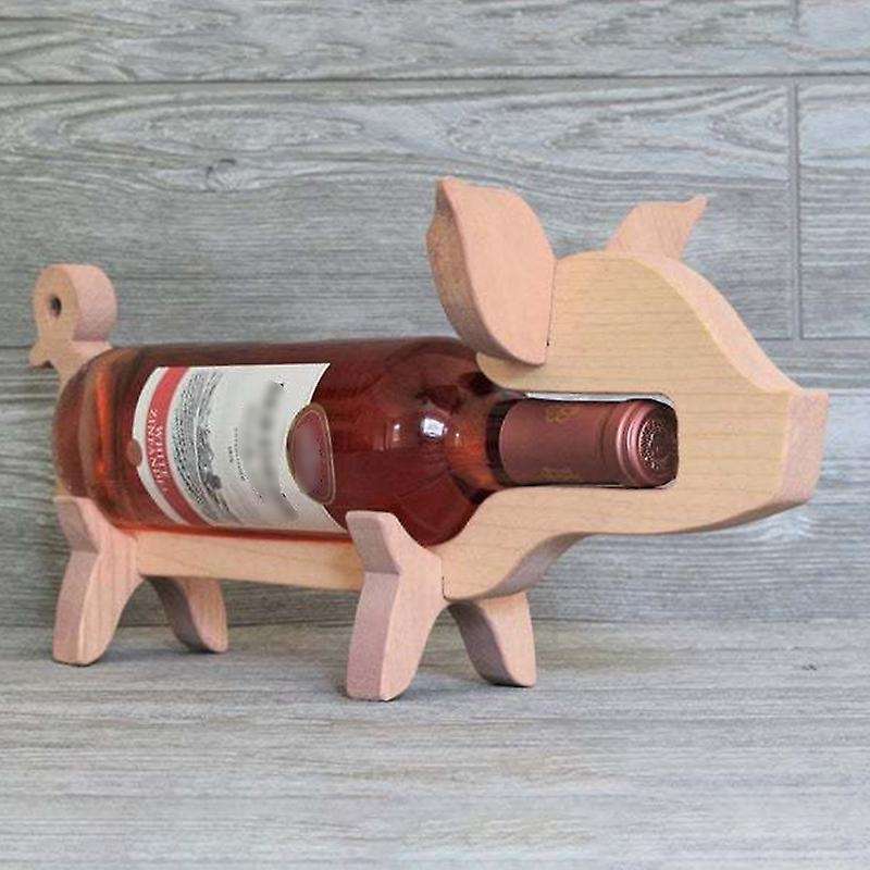Wooden Pig Wine Rack Wine Holder Stand Wine Cabinet Decorations