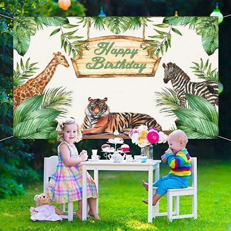Wild Backdrop Jungle Safari Animal Happy Birthday Party Photo -a