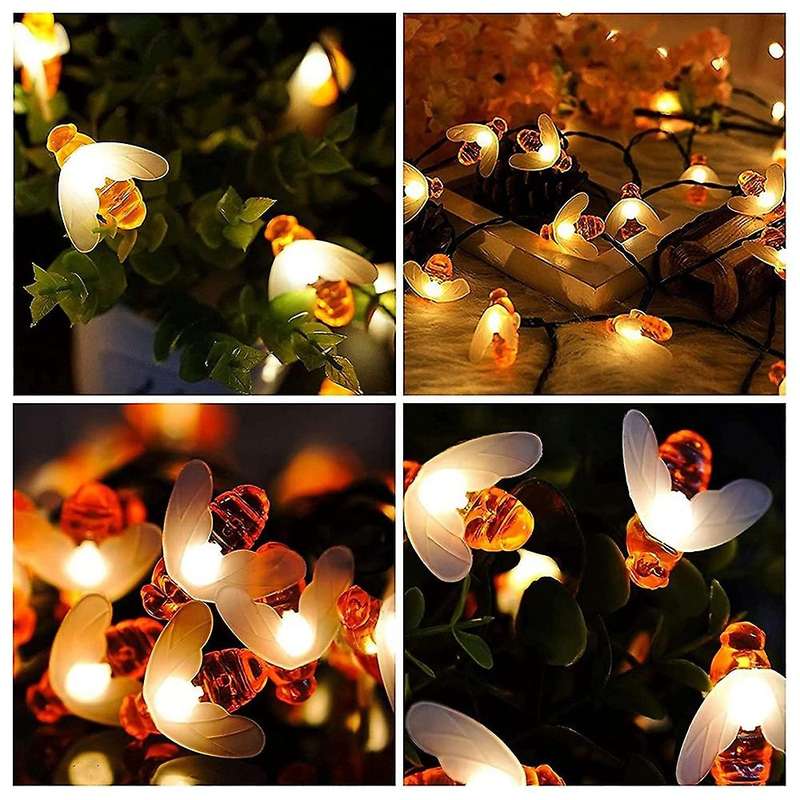 Solar Fairy Lights, 50 Cute Honey Bees Led Lights, 8 Modes
