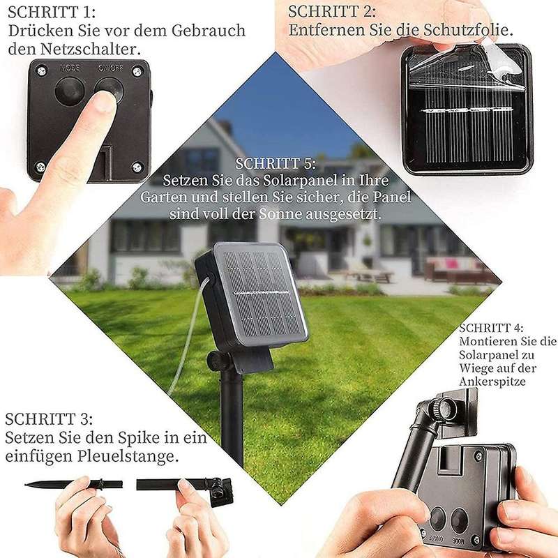 Solar Fairy Lights, 50 Cute Honey Bees Led Lights, 8 Modes