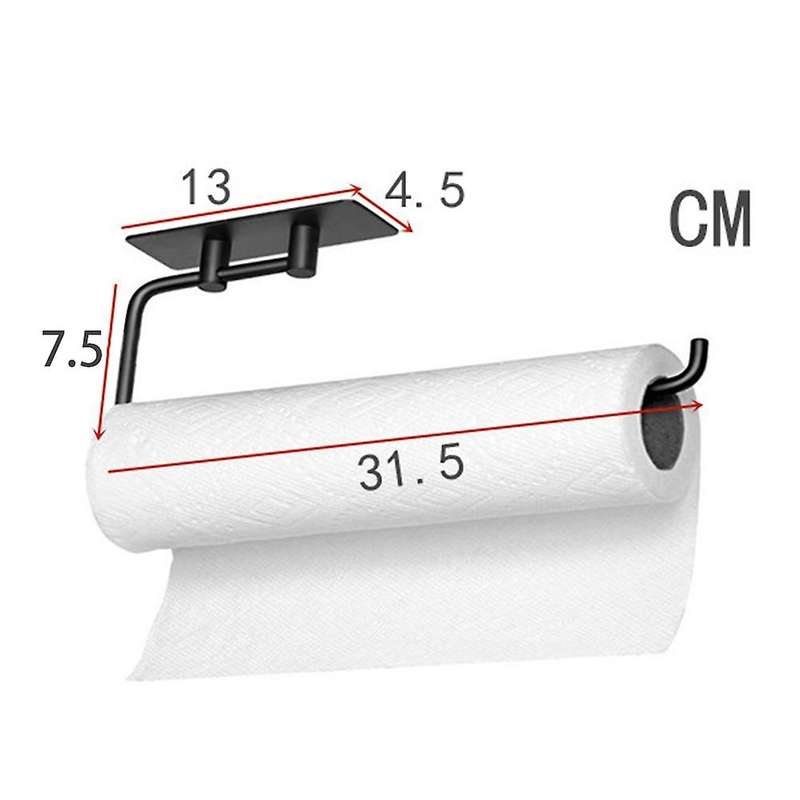 Kitchen No Drilling Paper Roll Holder Towel Storage Rack,black
