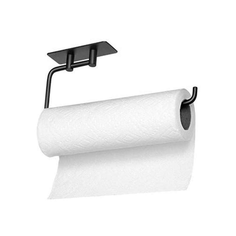 Kitchen No Drilling Paper Roll Holder Towel Storage Rack,black