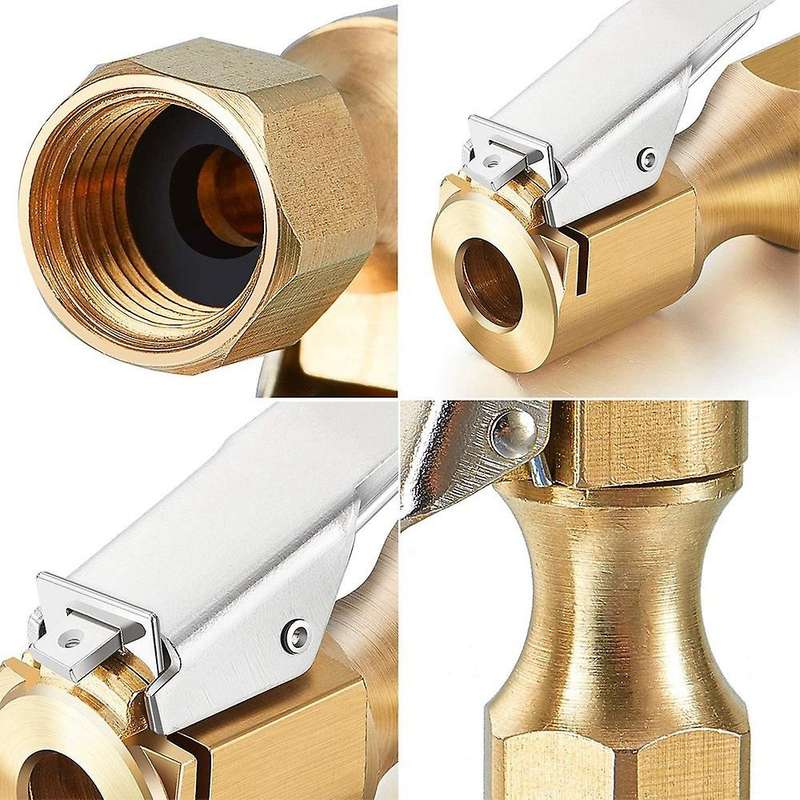6 Pieces Brass Air Chuck for Tire Inflator Gauge Compressor