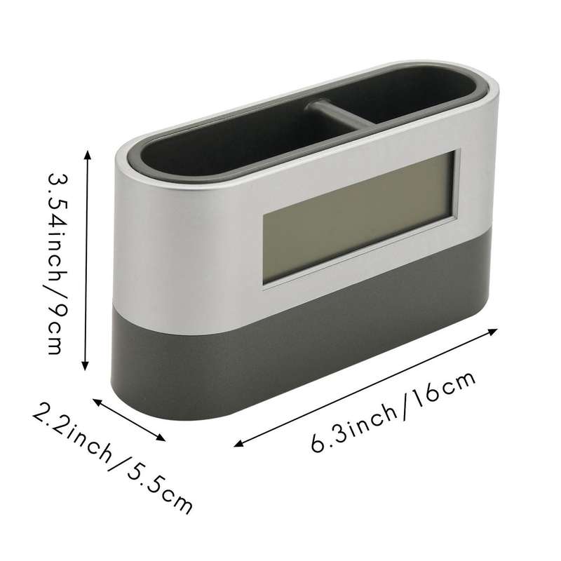 Office Desktop Storage Pen Holder with Digital Alarm Clock Timer