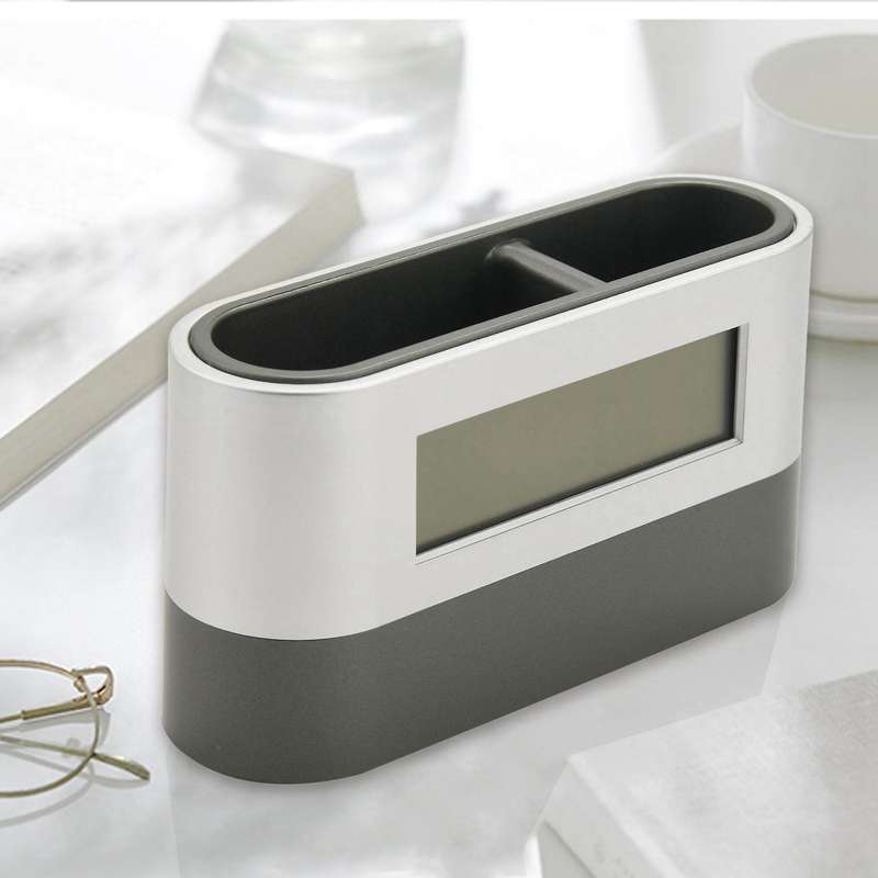 Office Desktop Storage Pen Holder with Digital Alarm Clock Timer
