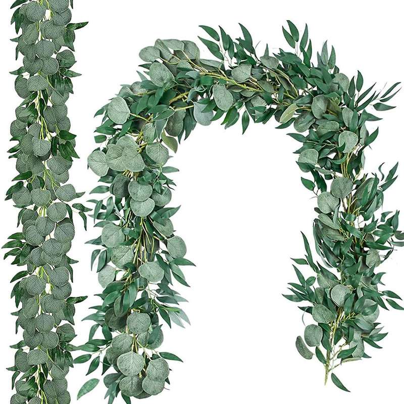 Artificial Eucalyptus Garland with Willow Leaves Fake Hanging Garland