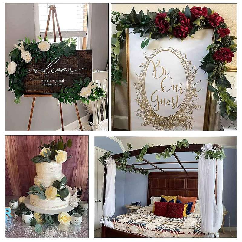 Artificial Eucalyptus Garland with Willow Leaves Fake Hanging Garland