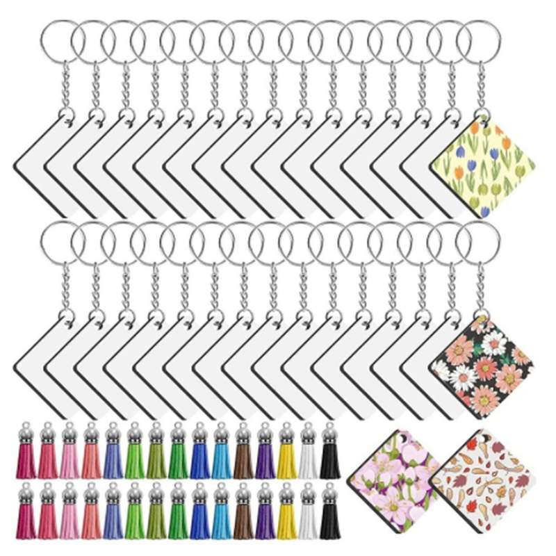 120pcs Square Hard Board Blank Sublimation Heat Transfer Keychain