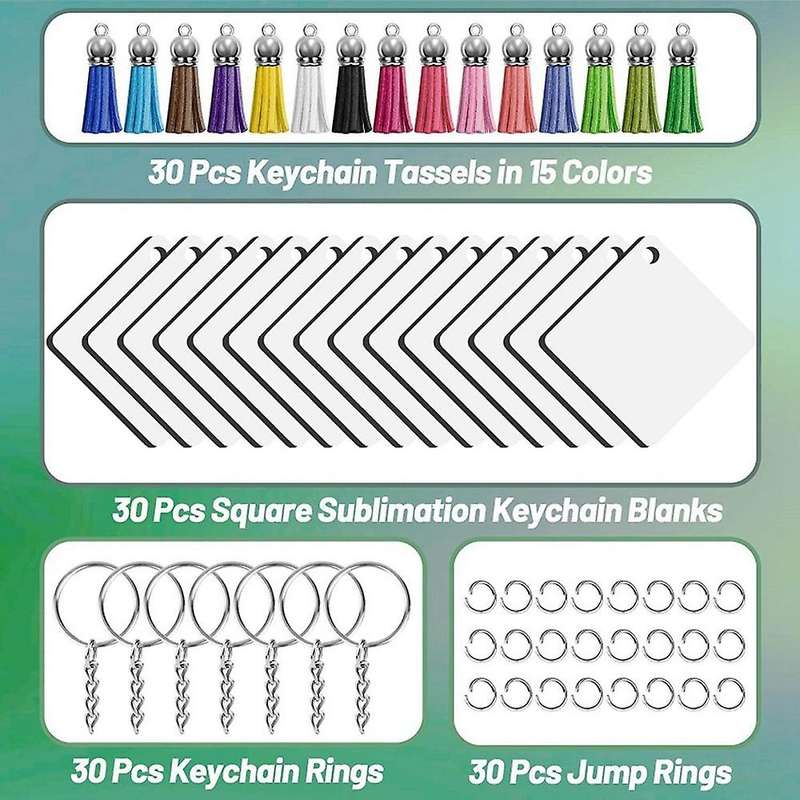 120pcs Square Hard Board Blank Sublimation Heat Transfer Keychain