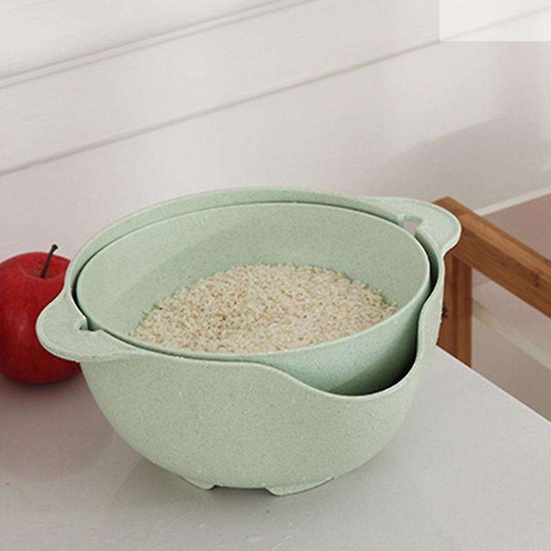 Washing Basket Double Drain Basin Sink Washing Rice Bowl Tray Drain