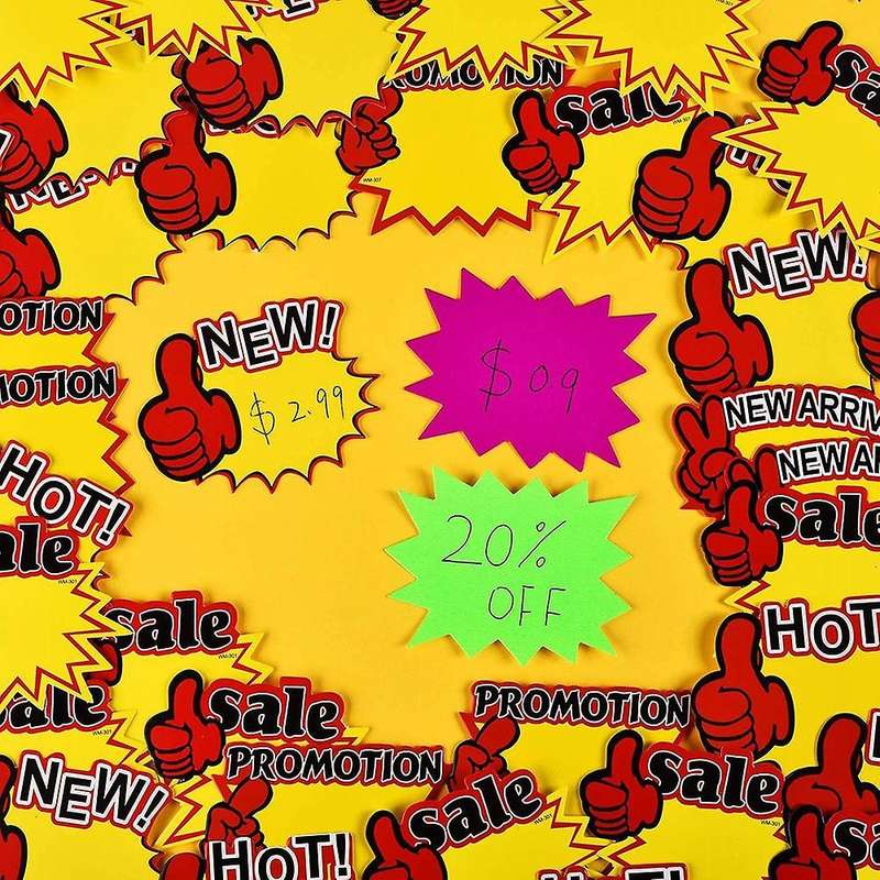 500 Pieces Burst Signs Store Signs Blank Star Shape Retail Sale Tags