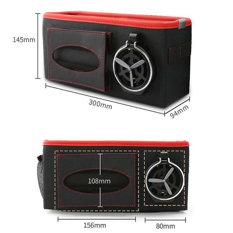 Car Back Seat Storage Bag Hanging Cup Holder Tissue Box Black+red