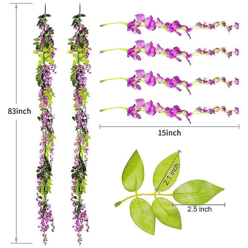 4 Pcs Flower Garland Wisteria Artificial Flowers Plants (rose Red)