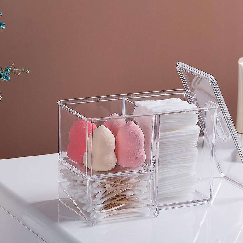 Transparent Cosmetic Storage Box Cotton Swab Cotton Pad Storage Box