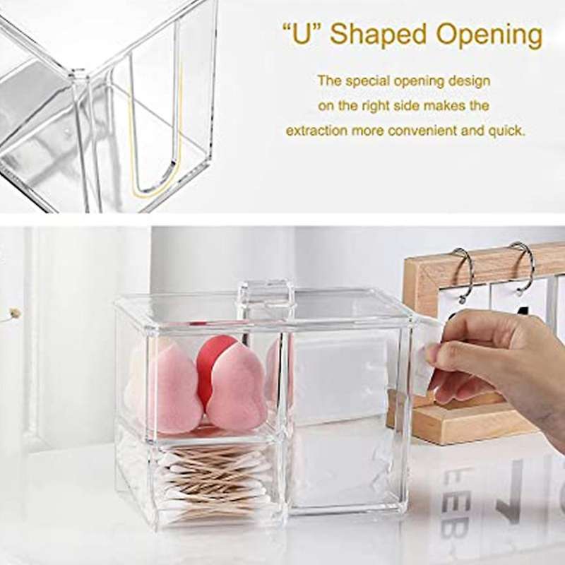 Transparent Cosmetic Storage Box Cotton Swab Cotton Pad Storage Box