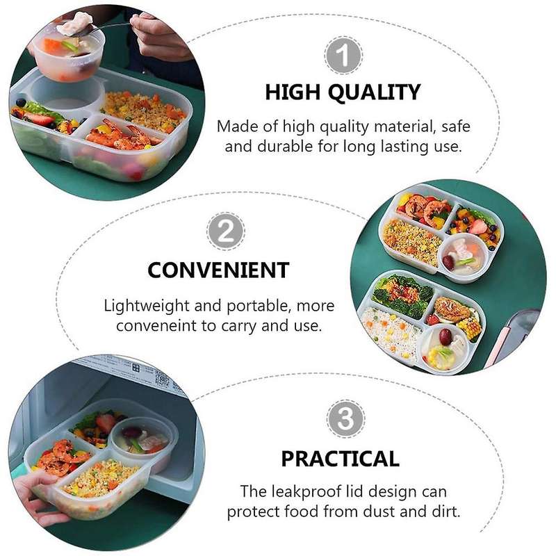 Compartment Lunch Box with Spoon Separated Meal Prep Containers