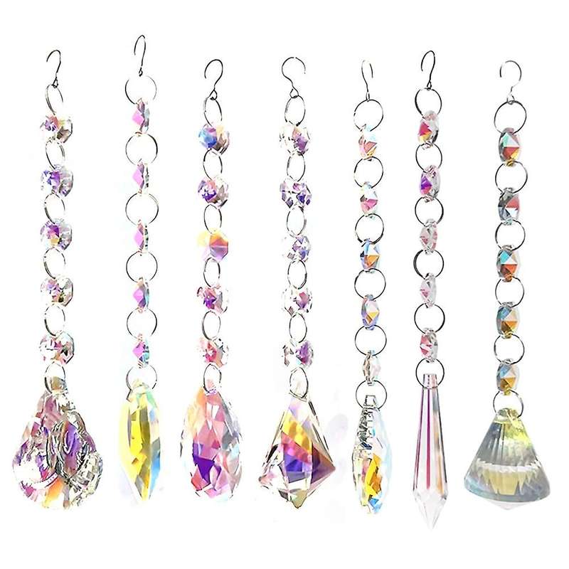 With Crystals, 7 Pcs Hanging Crystals Suncatchers for Windows,colored
