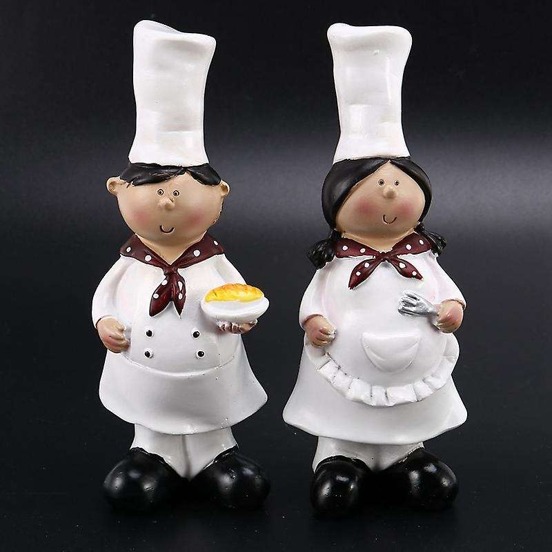 1 Pair Boy Girl Chef Resin Crafts Wine Window Bakery Decoration