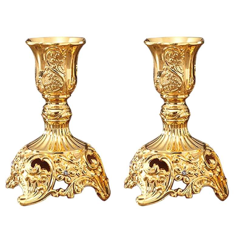 2pcs Metal Candle Holders Wedding Candlestick Home Decor Gold S