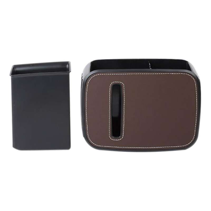 Universal Car Seat Back Storage Box Trash Can Car Beverage Rack Brown