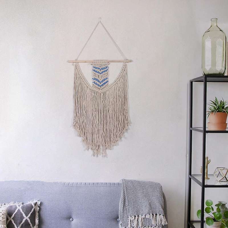 Macrame Woven Tapestry with Tassel for Apartment Dorm Room Decoration