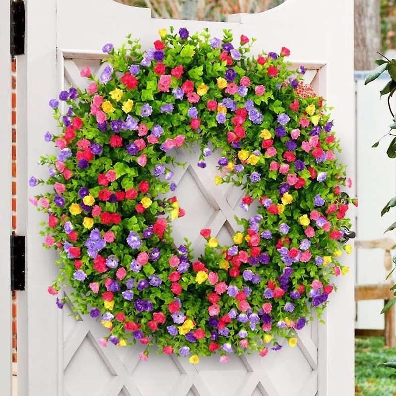 Colorful Wreath, for Front Door Or Spring Decorations for Home A