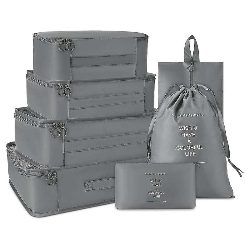 7pc Clothes Bag Set Packing Square Multifunctional Grey
