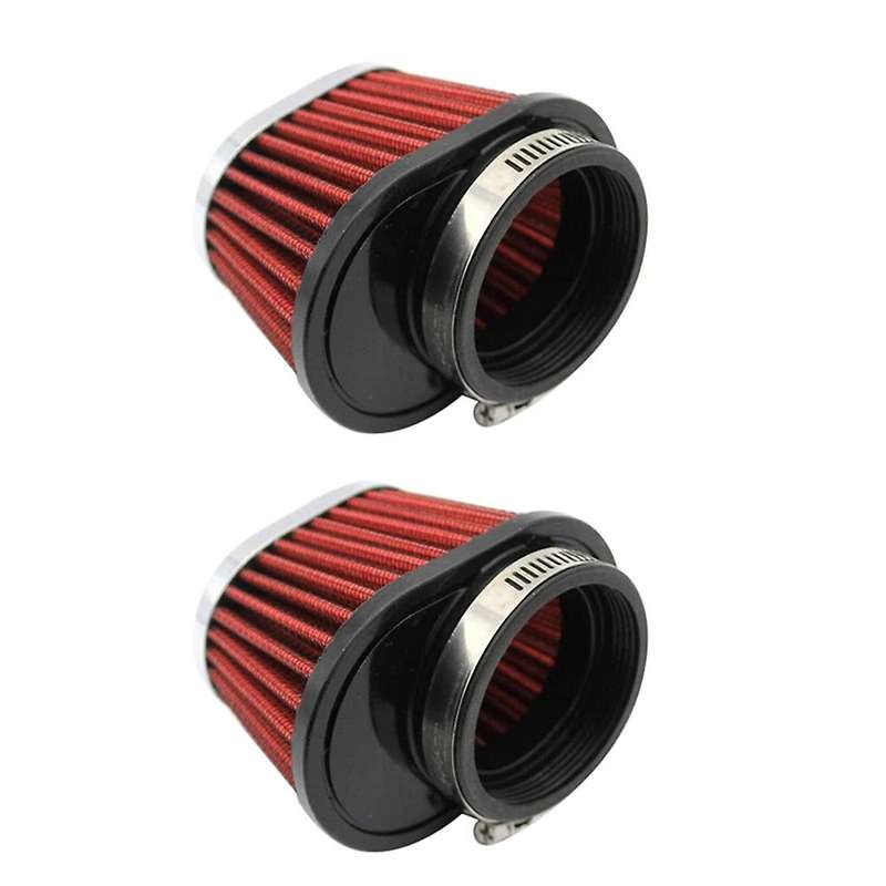 2pcs Universal Round Tapered Car Motorcycle Air Filter 51mm-red