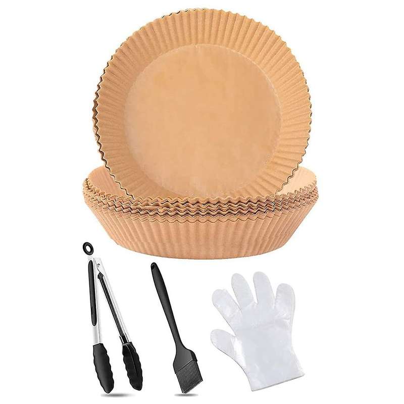100pc Air Fryer Disposable Paper Liner, with 100pc Disposable Gloves