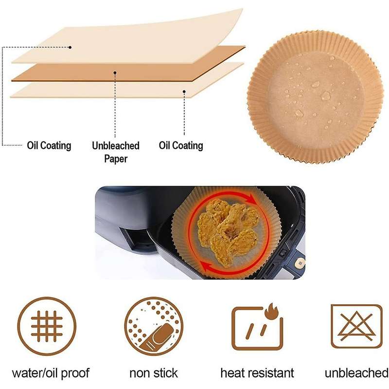 100pc Air Fryer Disposable Paper Liner, with 100pc Disposable Gloves