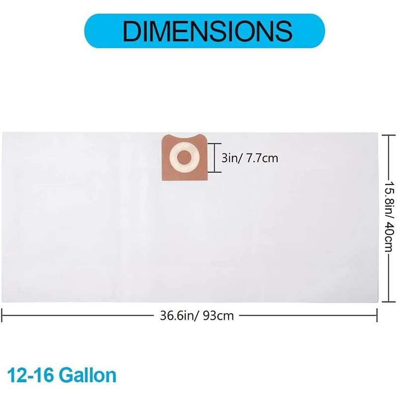 6 Pack Vf3502 High Efficiency Dust Bags for Ridgid 12 to 16 Gallon
