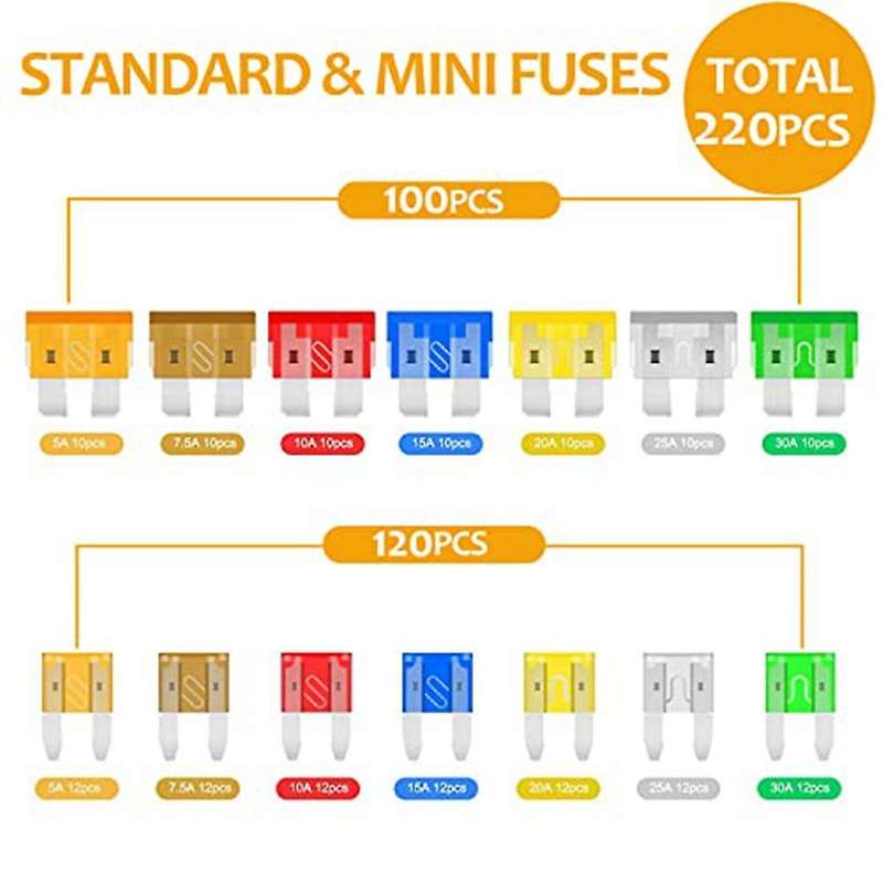 Fuse Assortment Kit 220pcs for Car Boat Truck Suv Auto Automotive