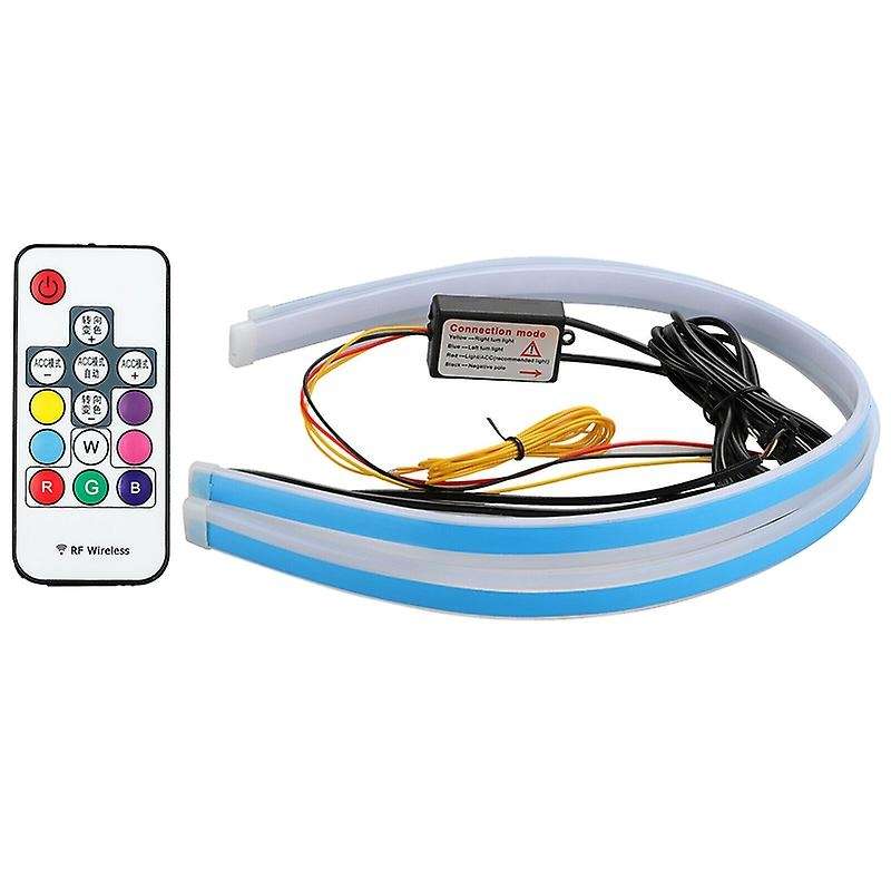 2x Rgb 60cm Remote Control Led Daytime Turn Signal Guide Strip Lights