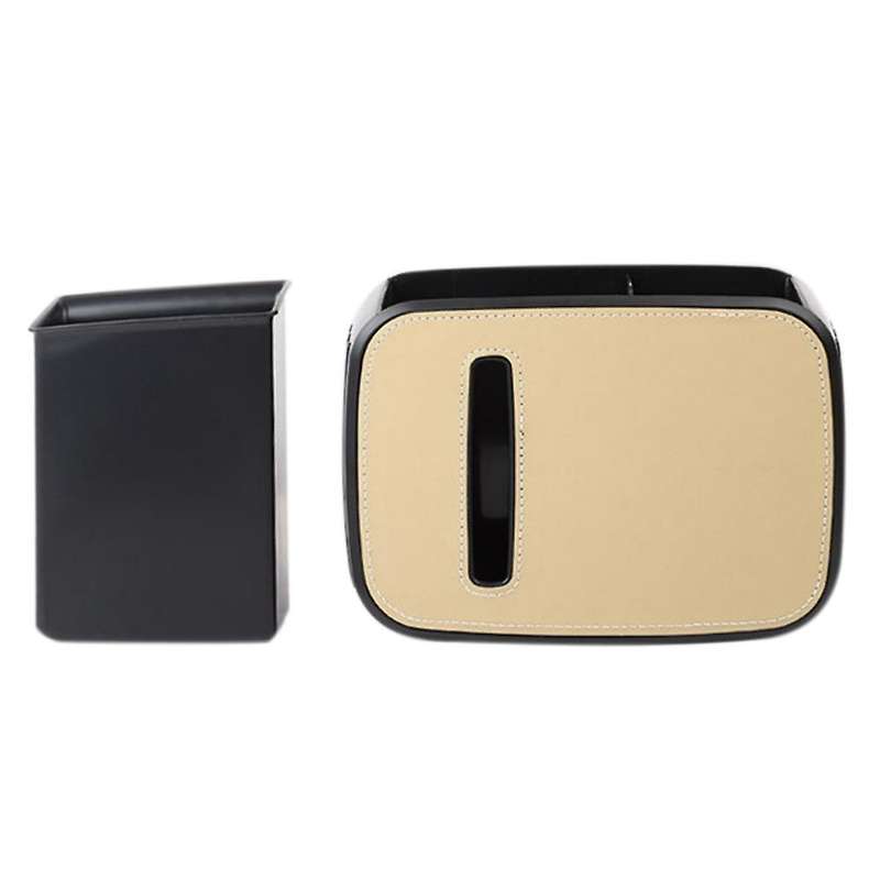 Universal Car Seat Back Storage Box Trash Can Car Beverage Rack Beige