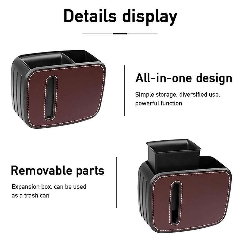 Universal Car Seat Back Storage Box Trash Can Car Beverage Rack Beige
