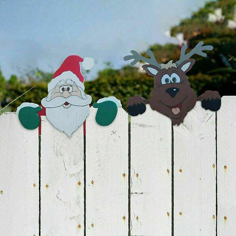 2pc Merry Christmas Outdoor Banner Santa Claus Ornaments Xmas Garden