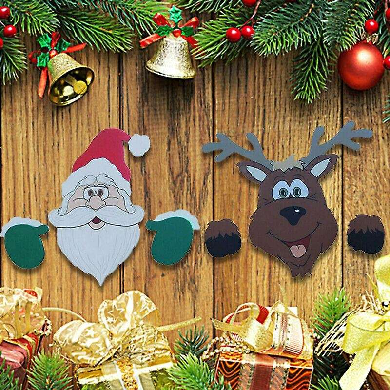 2pc Merry Christmas Outdoor Banner Santa Claus Ornaments Xmas Garden
