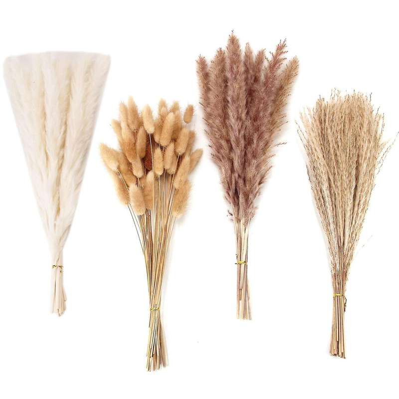 100 Pcs Dried Pampas Grass Decor Bouquet for Wedding Party Boho Decor