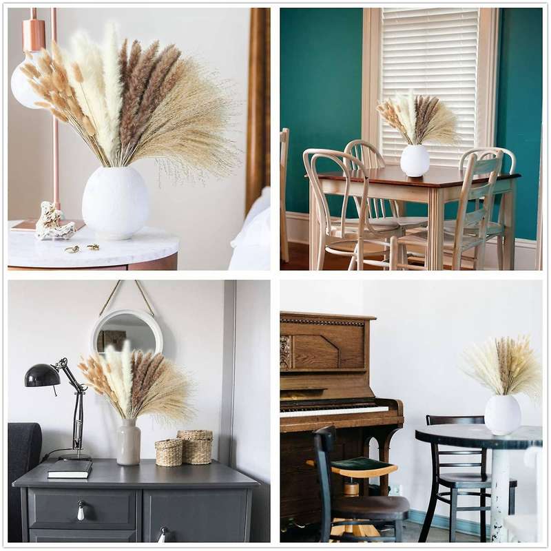 100 Pcs Dried Pampas Grass Decor Bouquet for Wedding Party Boho Decor