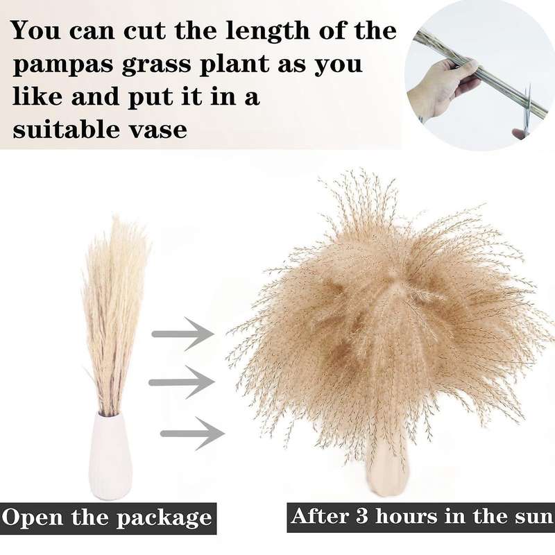 100 Pcs Dried Pampas Grass Decor Bouquet for Wedding Party Boho Decor