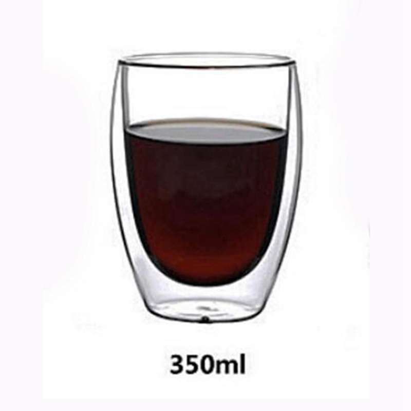 Household Drinkware Heat Resistant Double Layers Glass Cup(350ml)