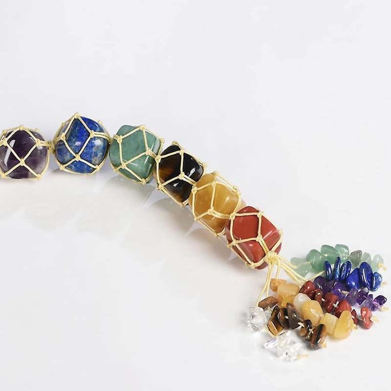 Handmade 7 Chakra Stones Healing Crystal Tree Hanging Gold