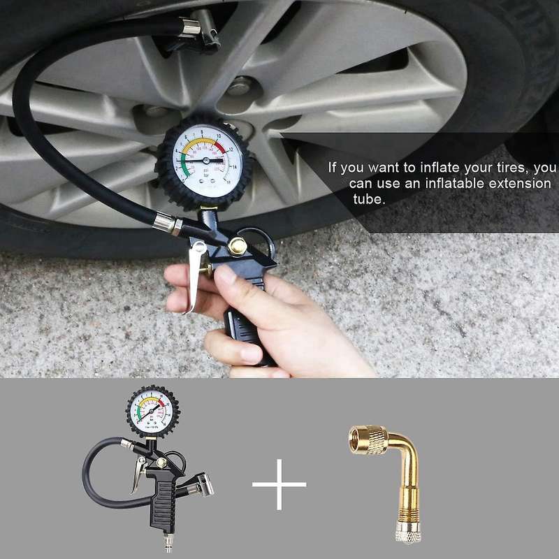 Car Tire Pressure Gauge with 90 Degree Valve Extender for Car Truck