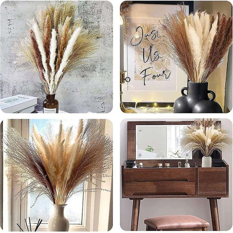 80pcs Natural Dried Pampas Grass, Bouquet for Home Decor Weedding