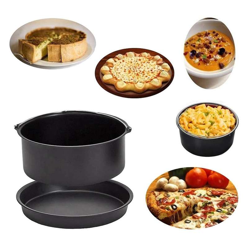 Air Fryer Accessories 8 Inch Cake Barrel Pizza Pan Set Of 2